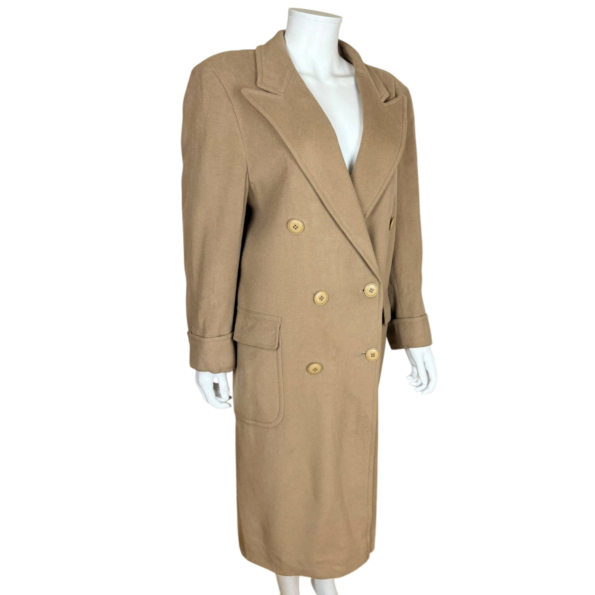 Vintage 100% Cashmere Overcoat Double-Breasted Camel Coat Ladies Size M