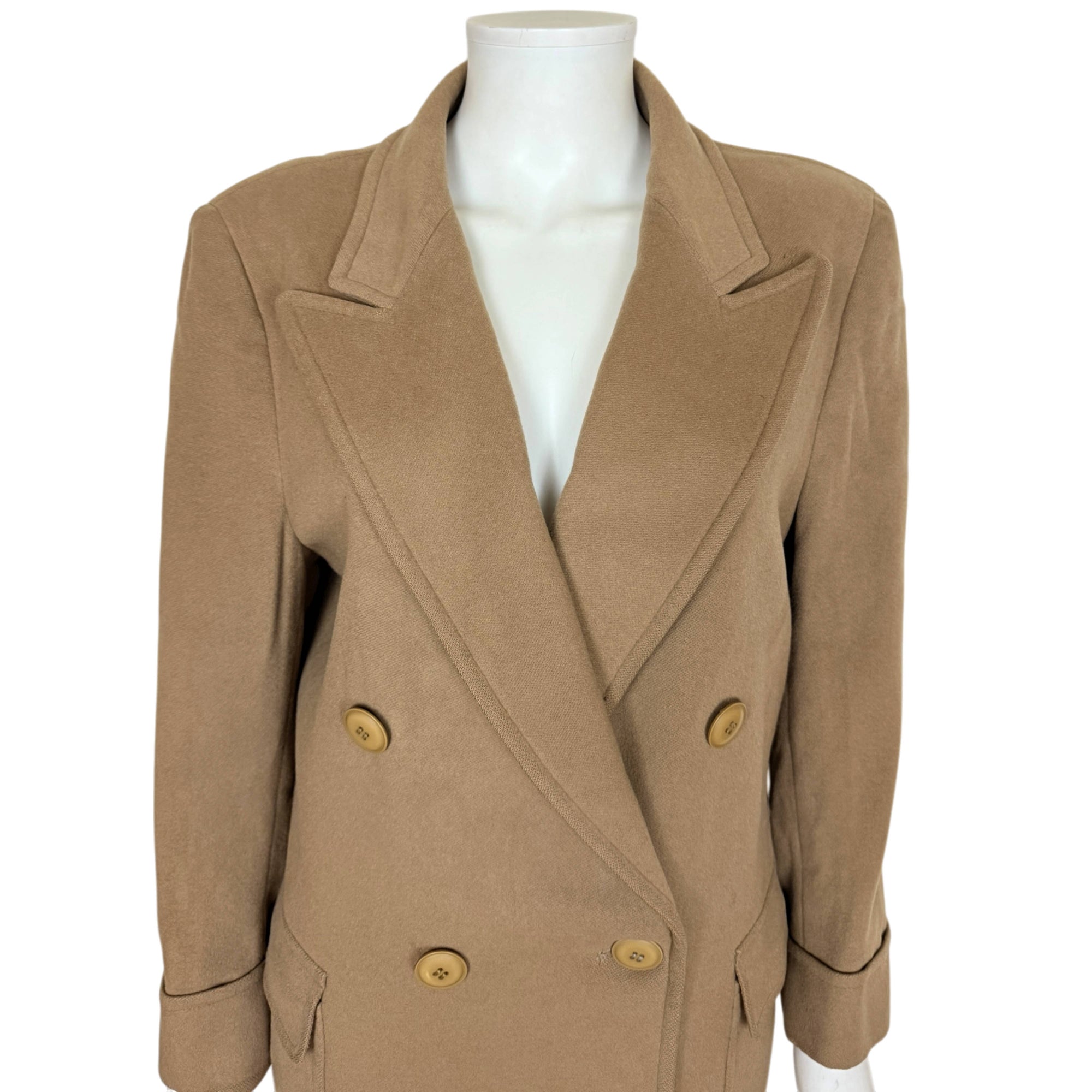 Vintage 100% Cashmere Overcoat Double-Breasted Camel Coat Ladies Size M