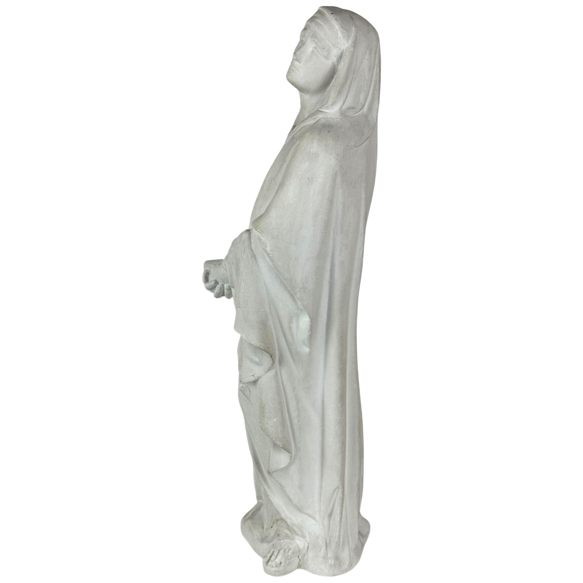 Virgin Mary Calvary plaster statue side view