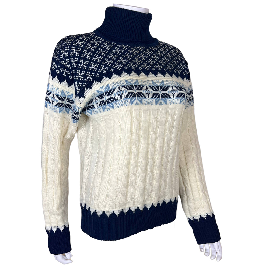 Vintage 1960s Acrylic Turtleneck Sweater Nordic Ptn Ladies M