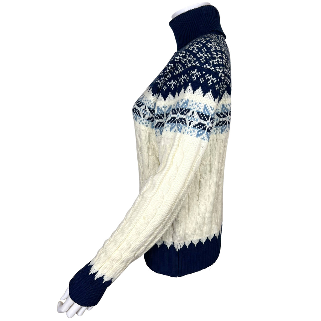 Vintage 1960s Acrylic Turtleneck Sweater Nordic Ptn Ladies M