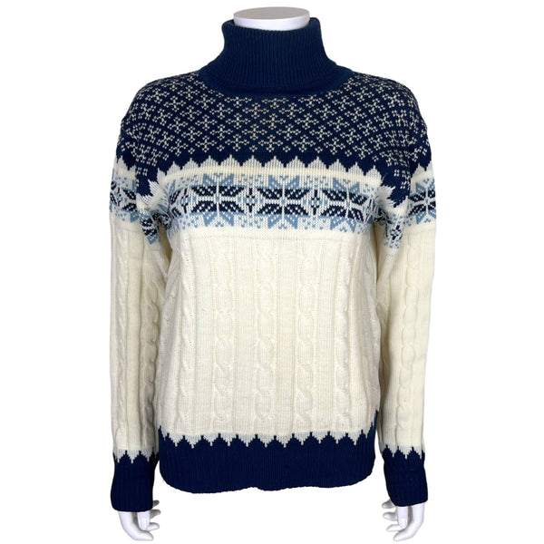 Vintage 1960s Acrylic Turtleneck Sweater Nordic Ptn Ladies M