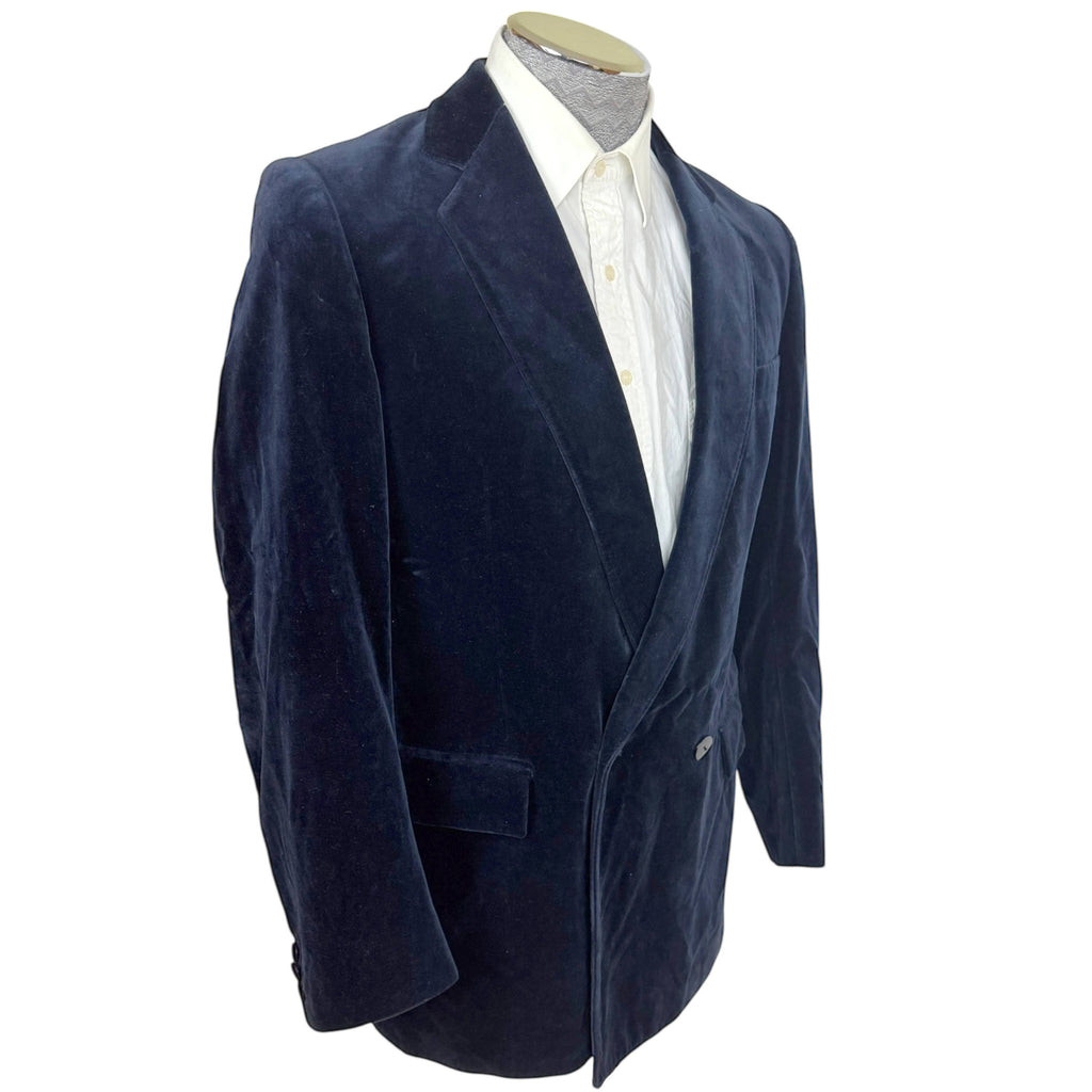1970s Vintage Lanvin Paris Jacket Blue Velvet Blazer Size M
