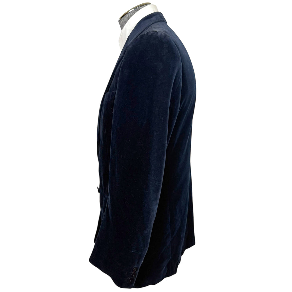 1970s Vintage Lanvin Paris Jacket Blue Velvet Blazer Size M
