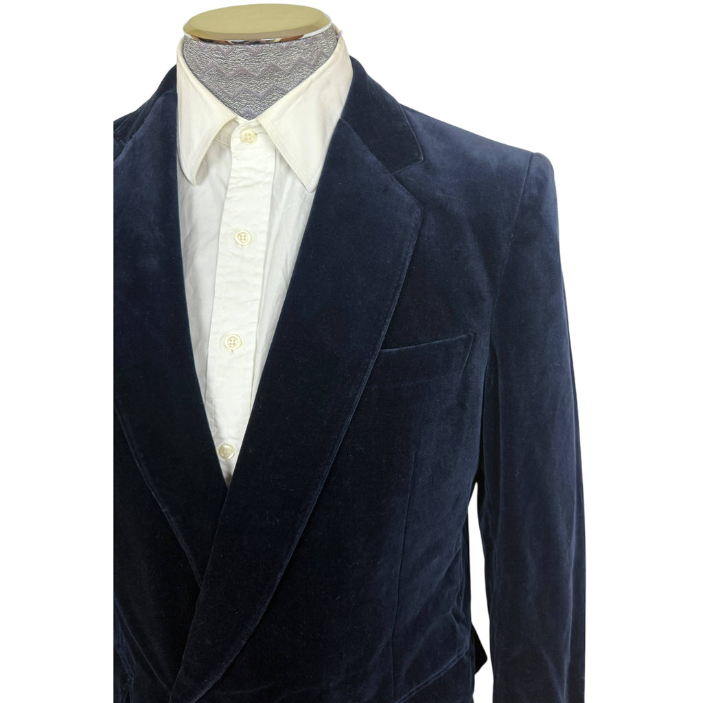 1970s Vintage Lanvin Paris Jacket Blue Velvet Blazer Size M