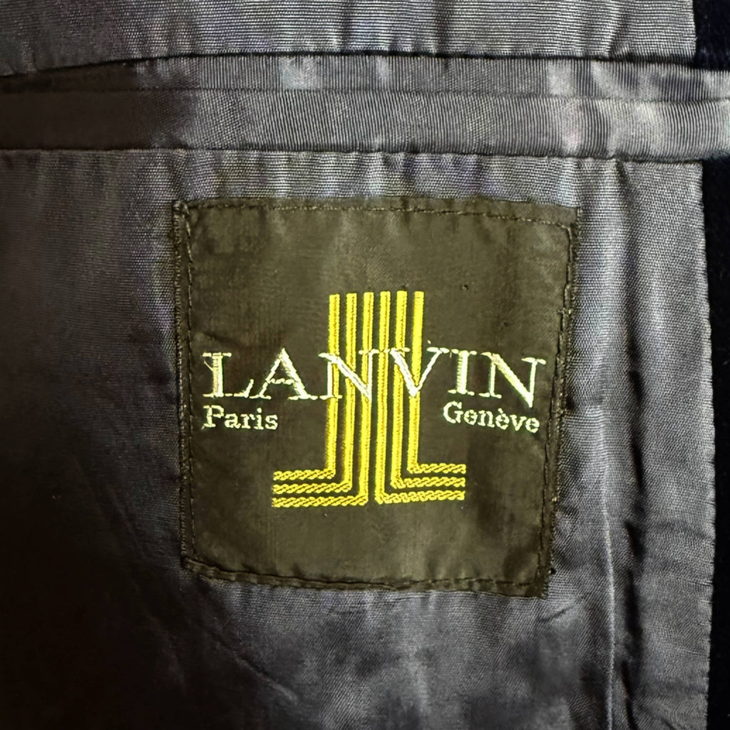 1970s Vintage Lanvin Paris Jacket Blue Velvet Blazer Size M