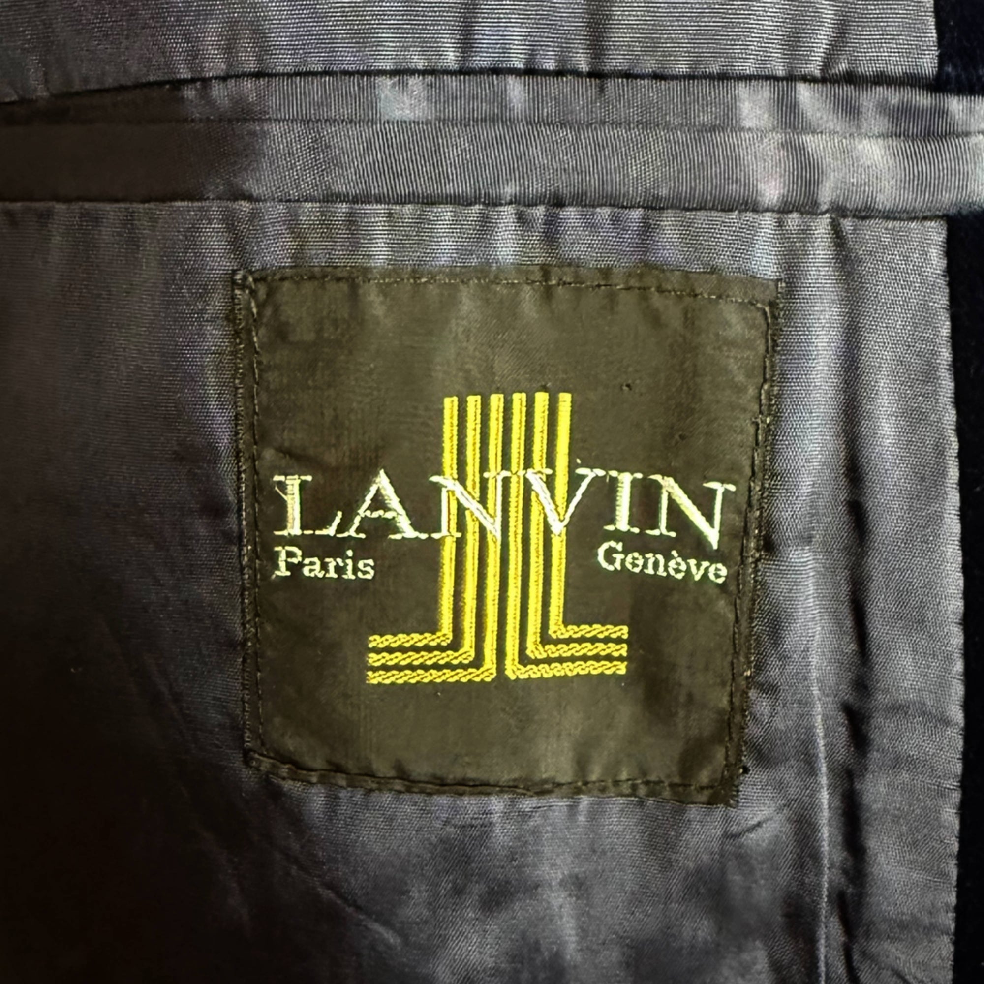 1970s Vintage Lanvin Paris Jacket Blue Velvet Blazer Size M