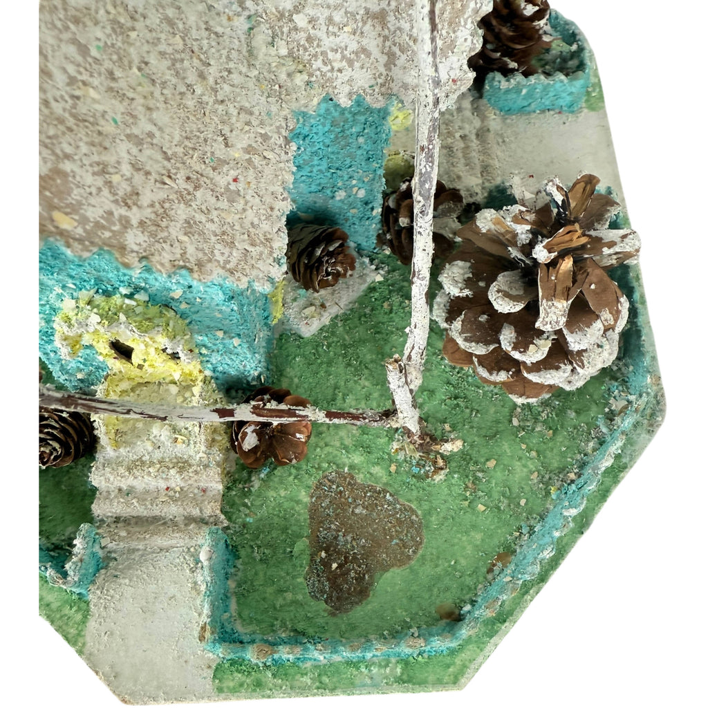 Large Vintage Christmas Putz Church 1940s 50s 9 1/2" Tall 10.5 Wide