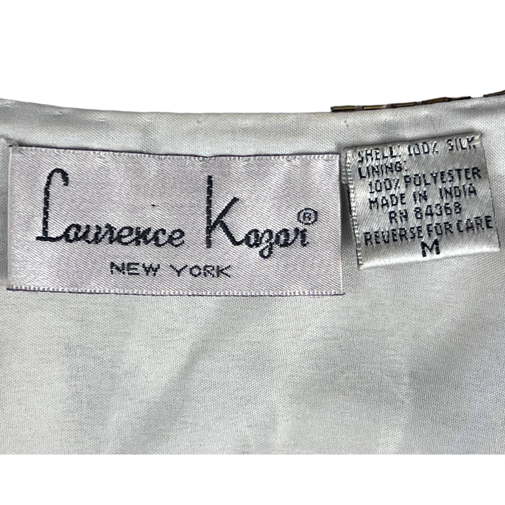 Vintage 1980s Beaded Jacket White Silk Laurence Kazar Size M