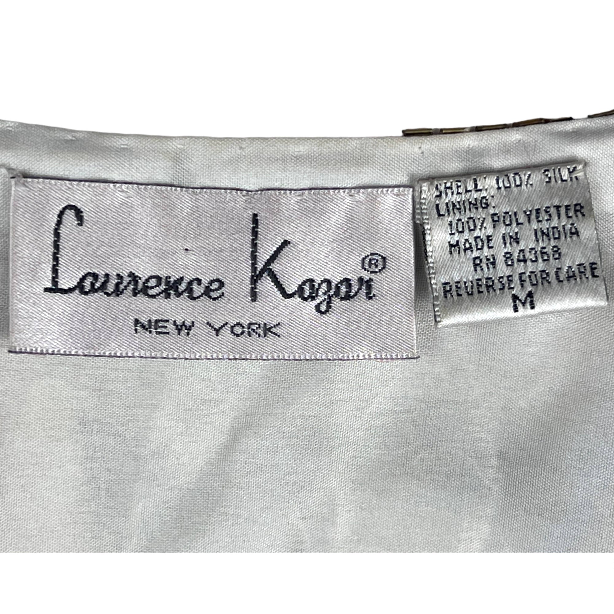 Vintage 1980s Beaded Jacket White Silk Laurence Kazar Size M