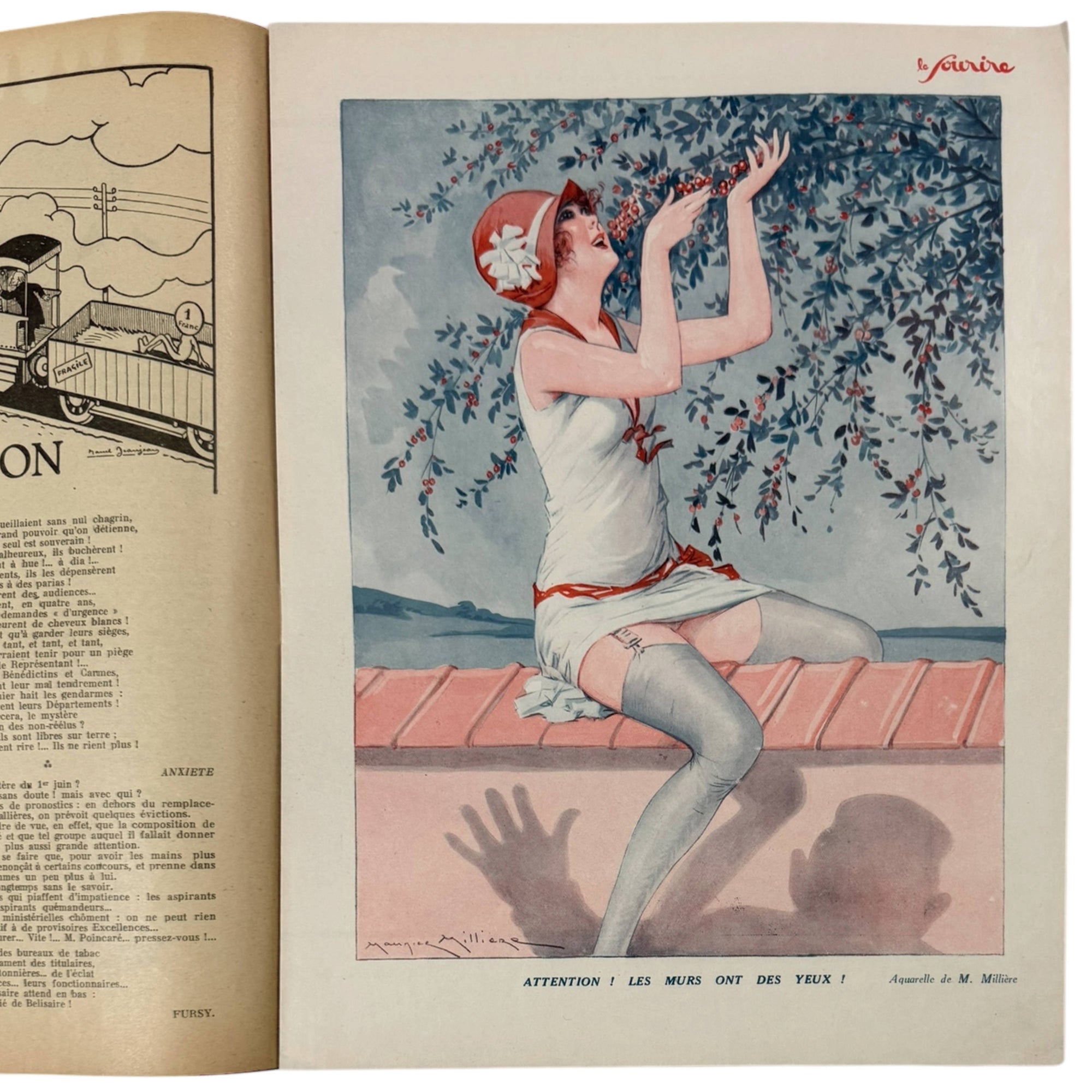 1928 French Magazine Le Sourire – Art Deco Illustrations, Risqué Paris Humour