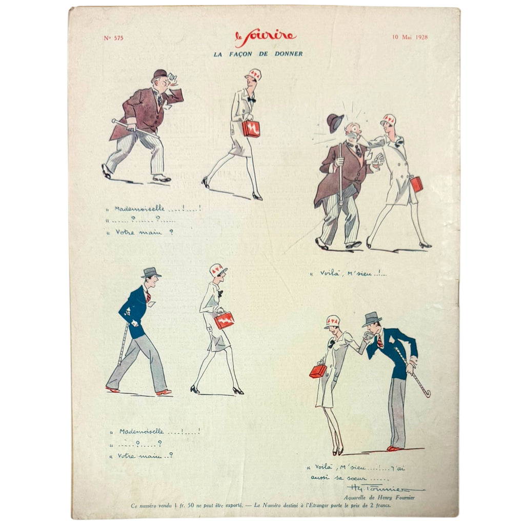 1928 French Magazine Le Sourire – Art Deco Illustrations, Risqué Paris Humour