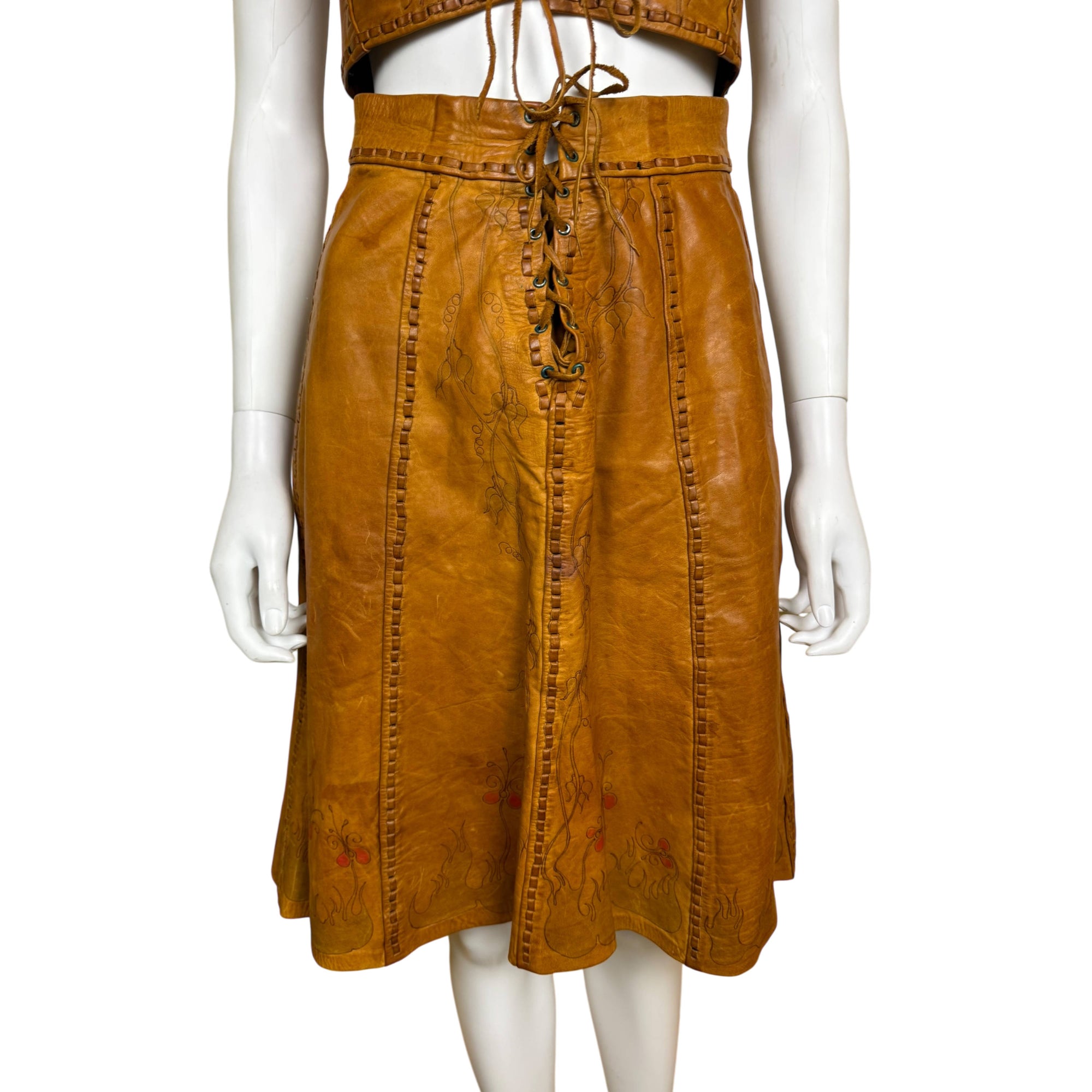 artisan leather skirt from the 1970s