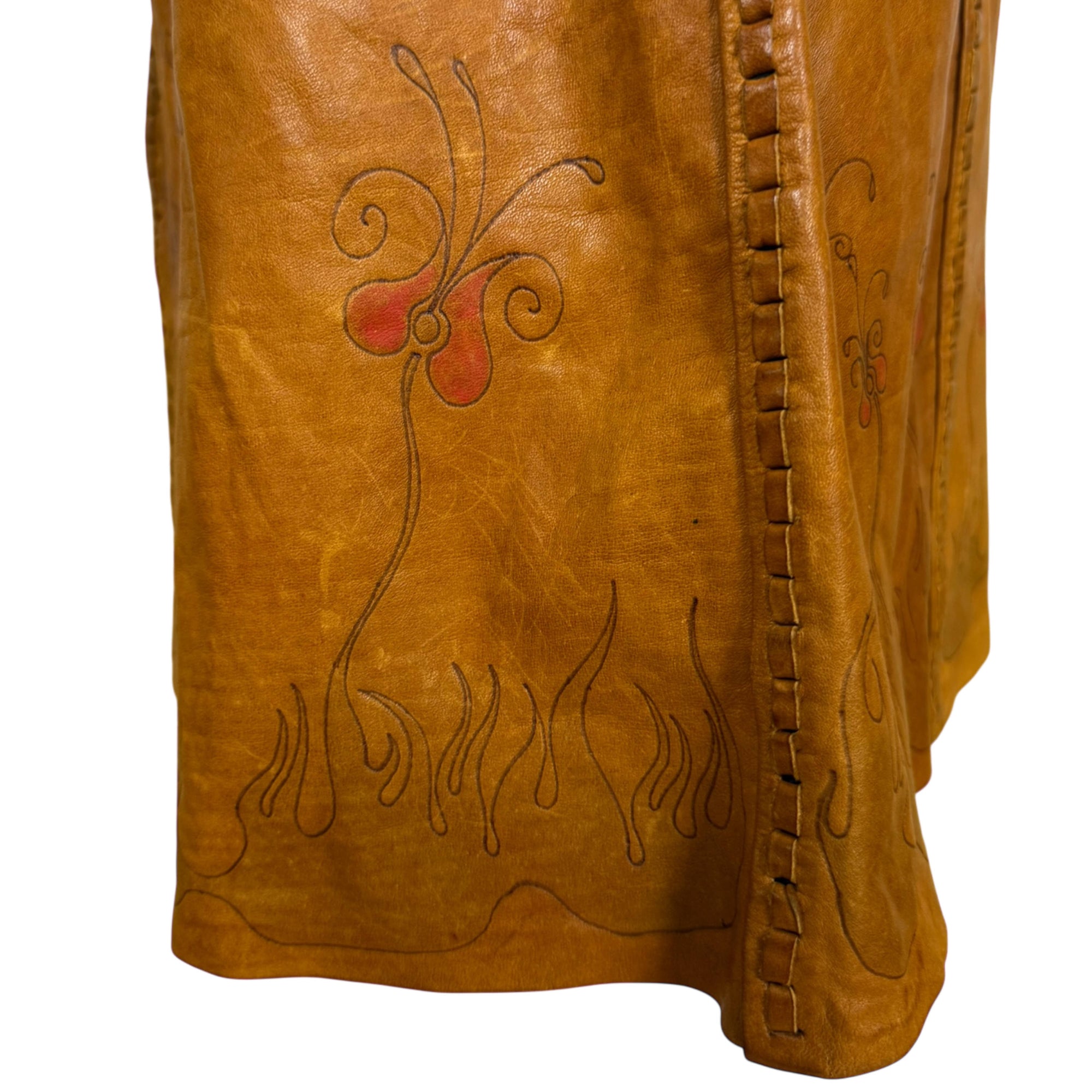 floral detail on artisan leather