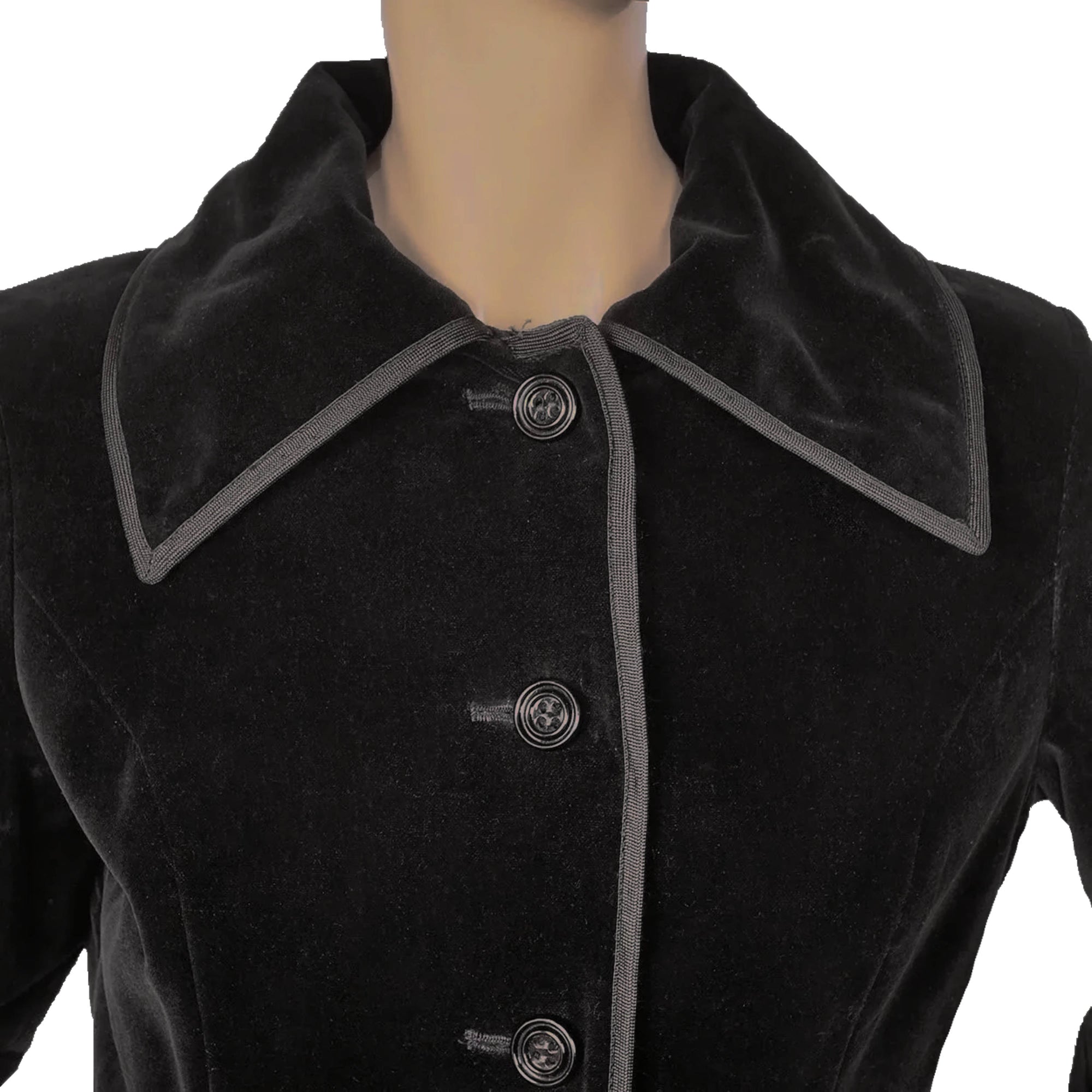 Vintage 1970s Leo Chevalier Coat Black Velvet Ladies M