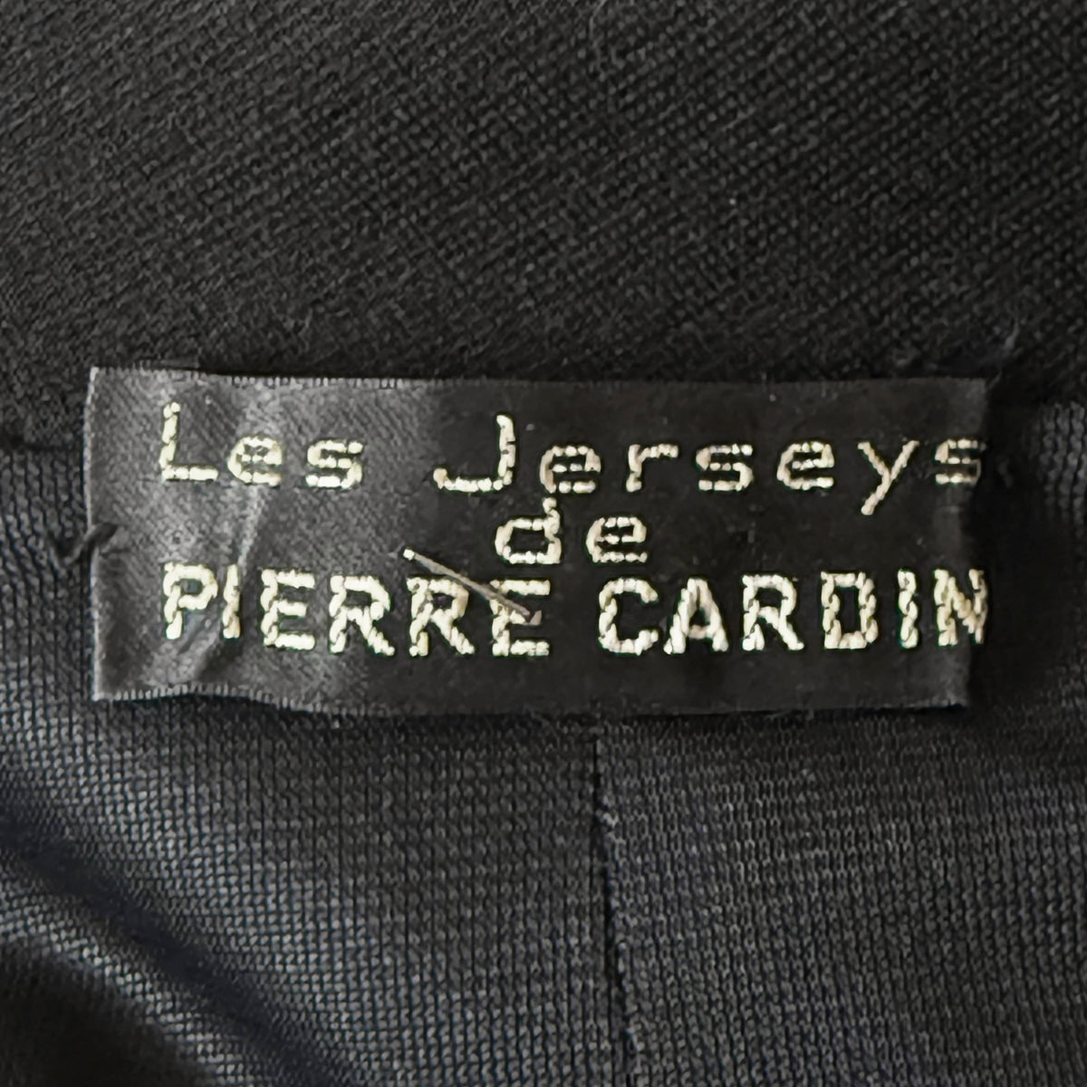 Original Les Jerseys de Pierre Cardin designer label inside vintage black wool dress