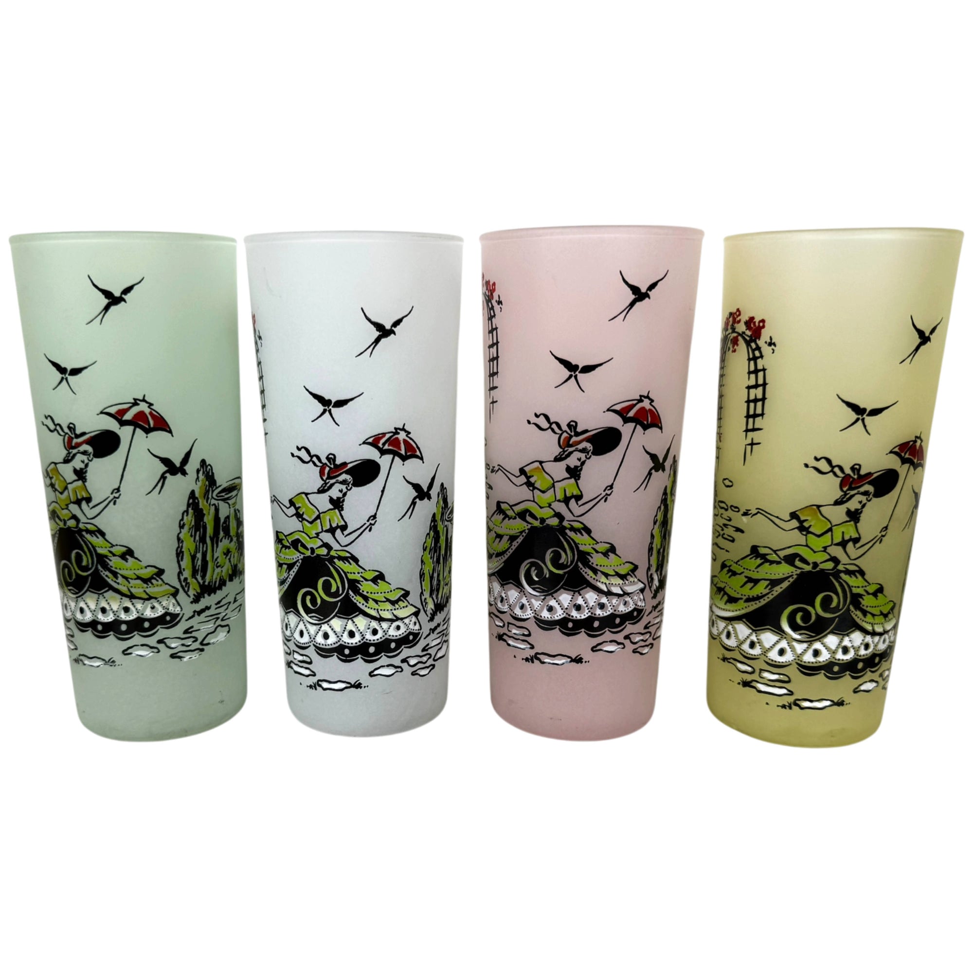 1 of each colour libbey glass southern belles glasses
