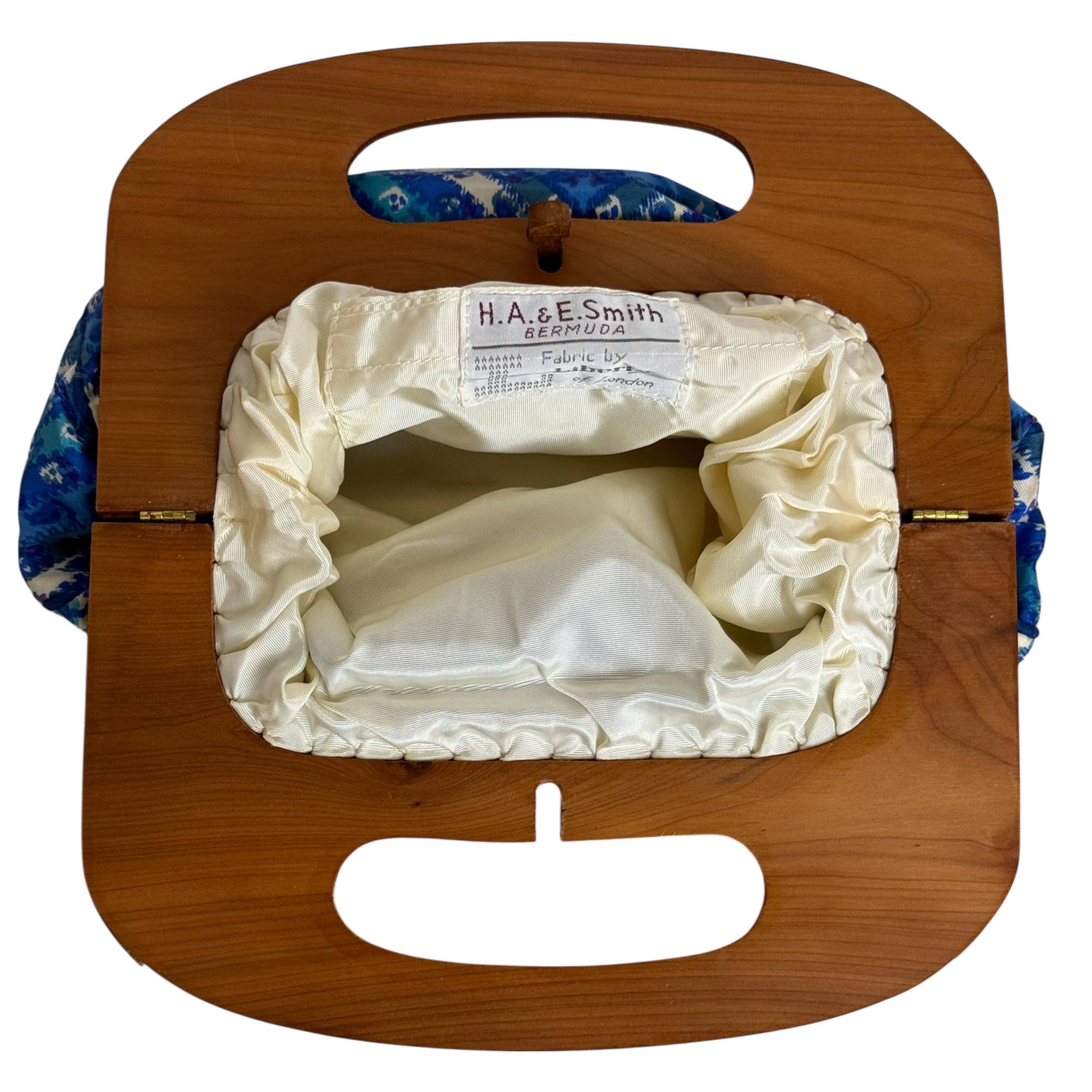 Vintage Liberty of London Silk Handbag – H.A.& E. Smith Bermuda Wooden Frame Purse