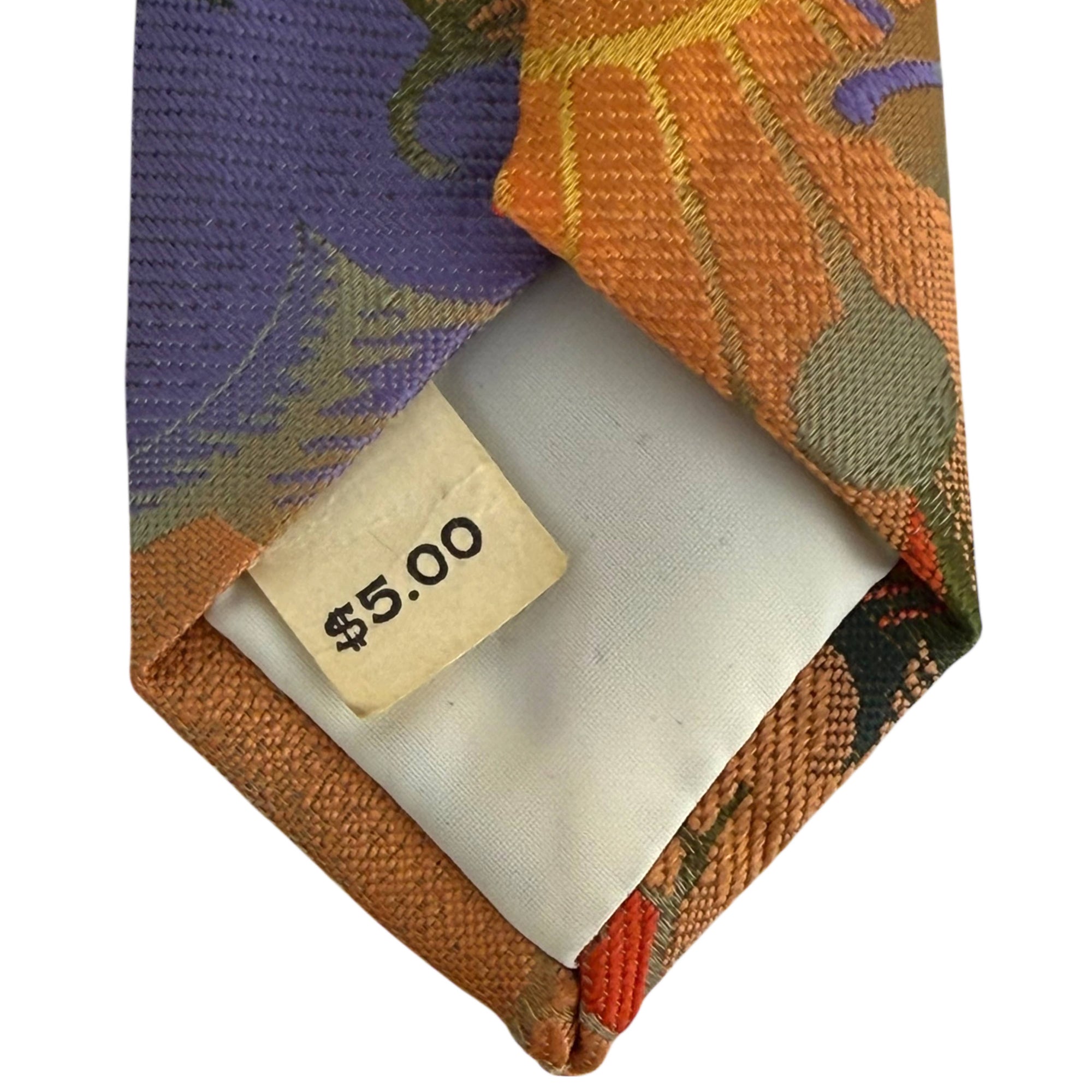 Original $5.00 retail price tag inside vintage 1970s tie