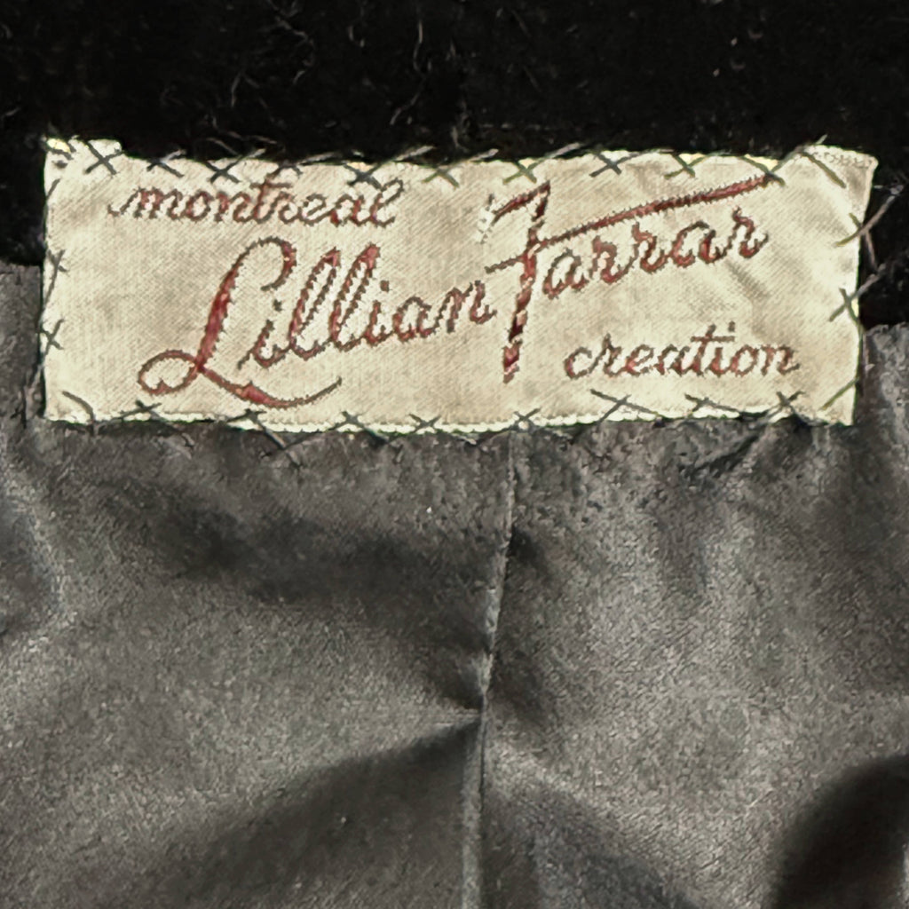 Vintage 1950s Black Velvet Evening Coat w Mink Fur Trim Sz M