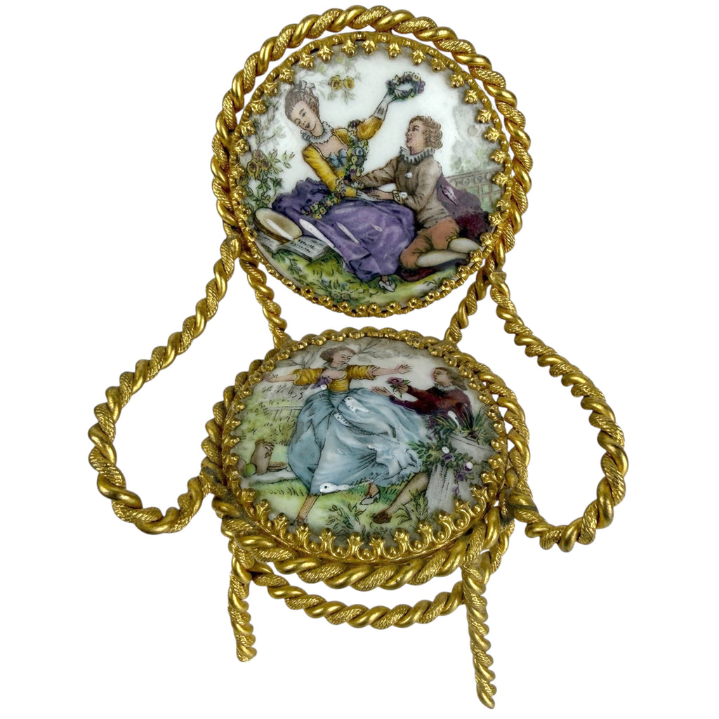 limoges fragonard scene dollhouse chair