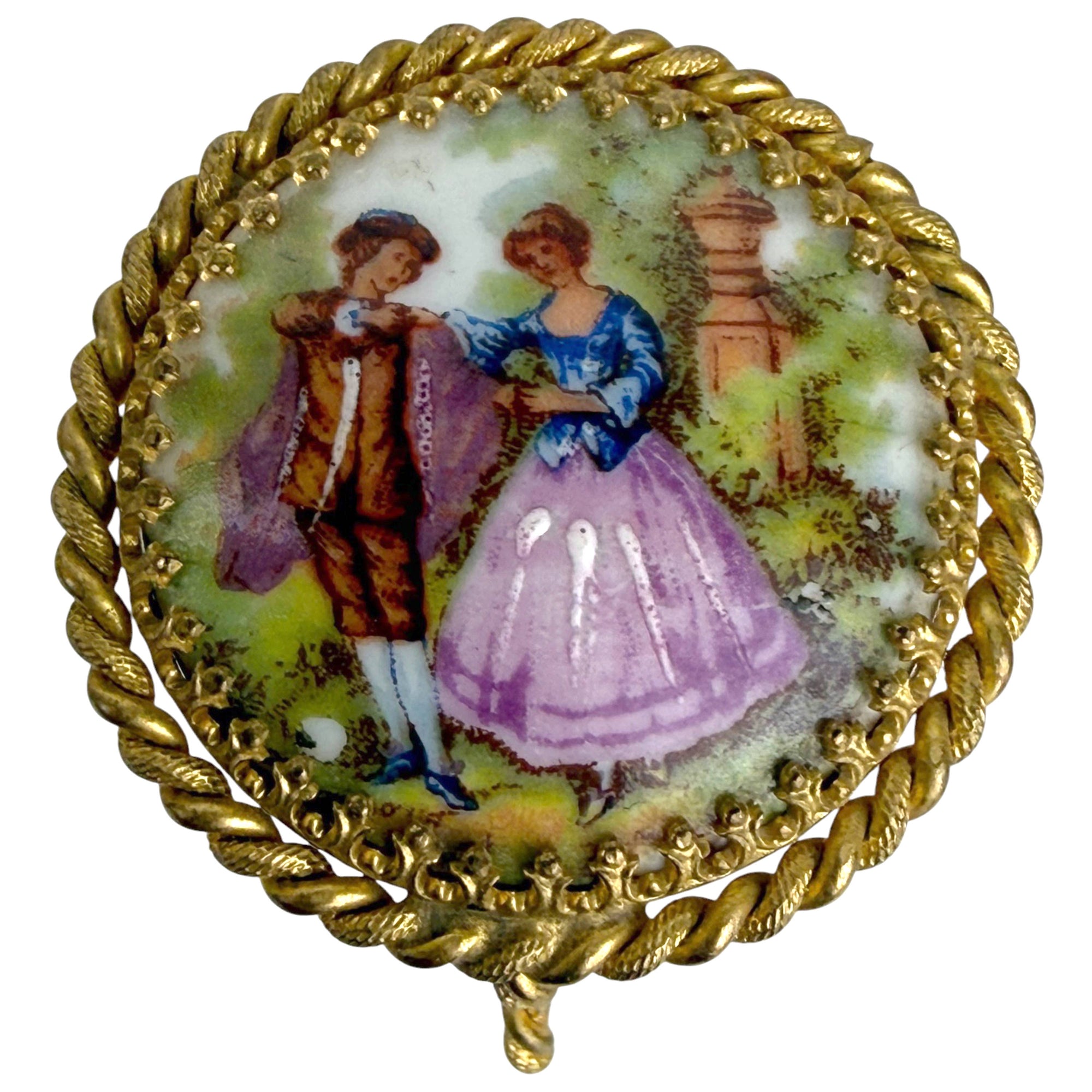 courting couple scene on limoges porcelain