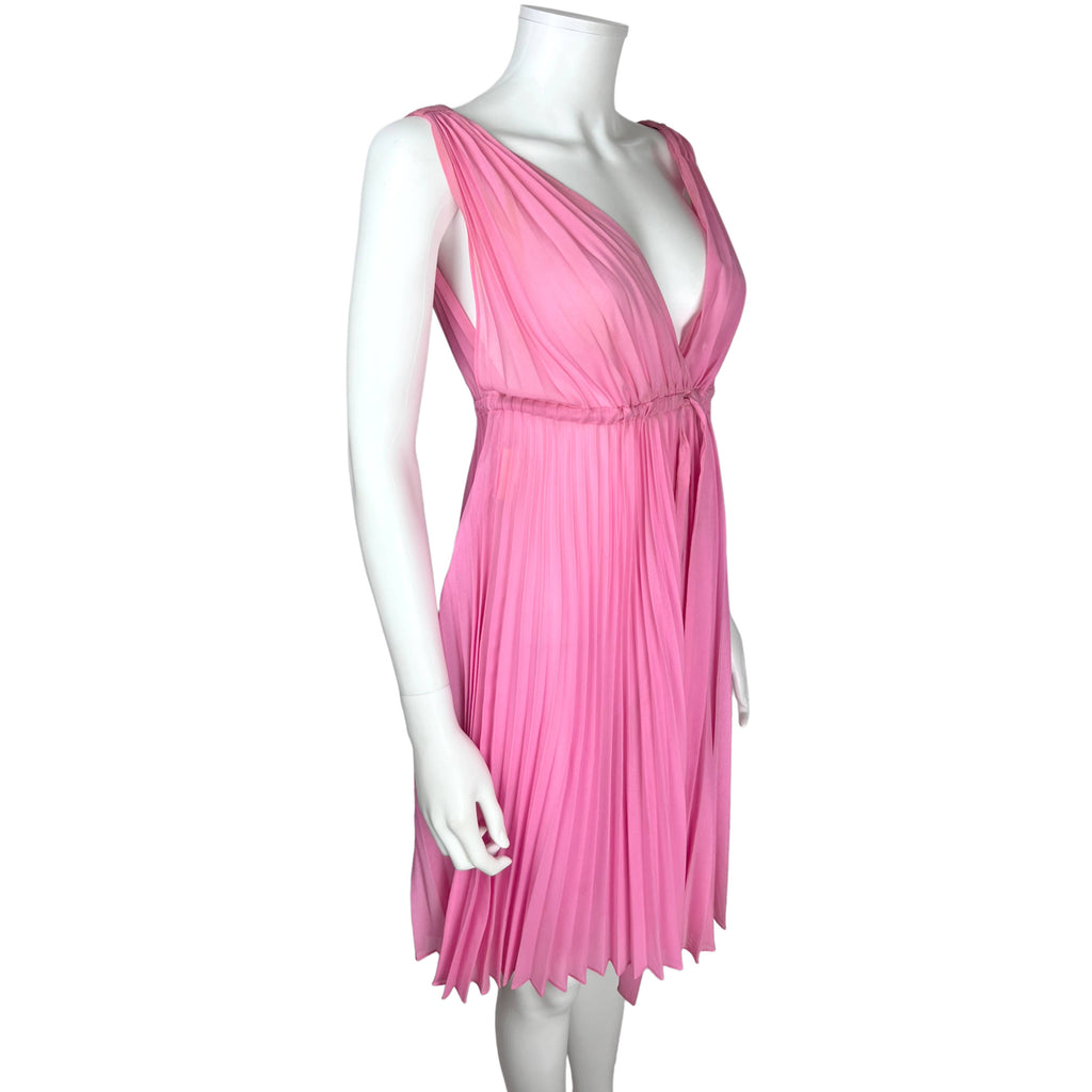 Vintage 1960s Barbiecore Pink Nightie Dress Pleated Chiffon