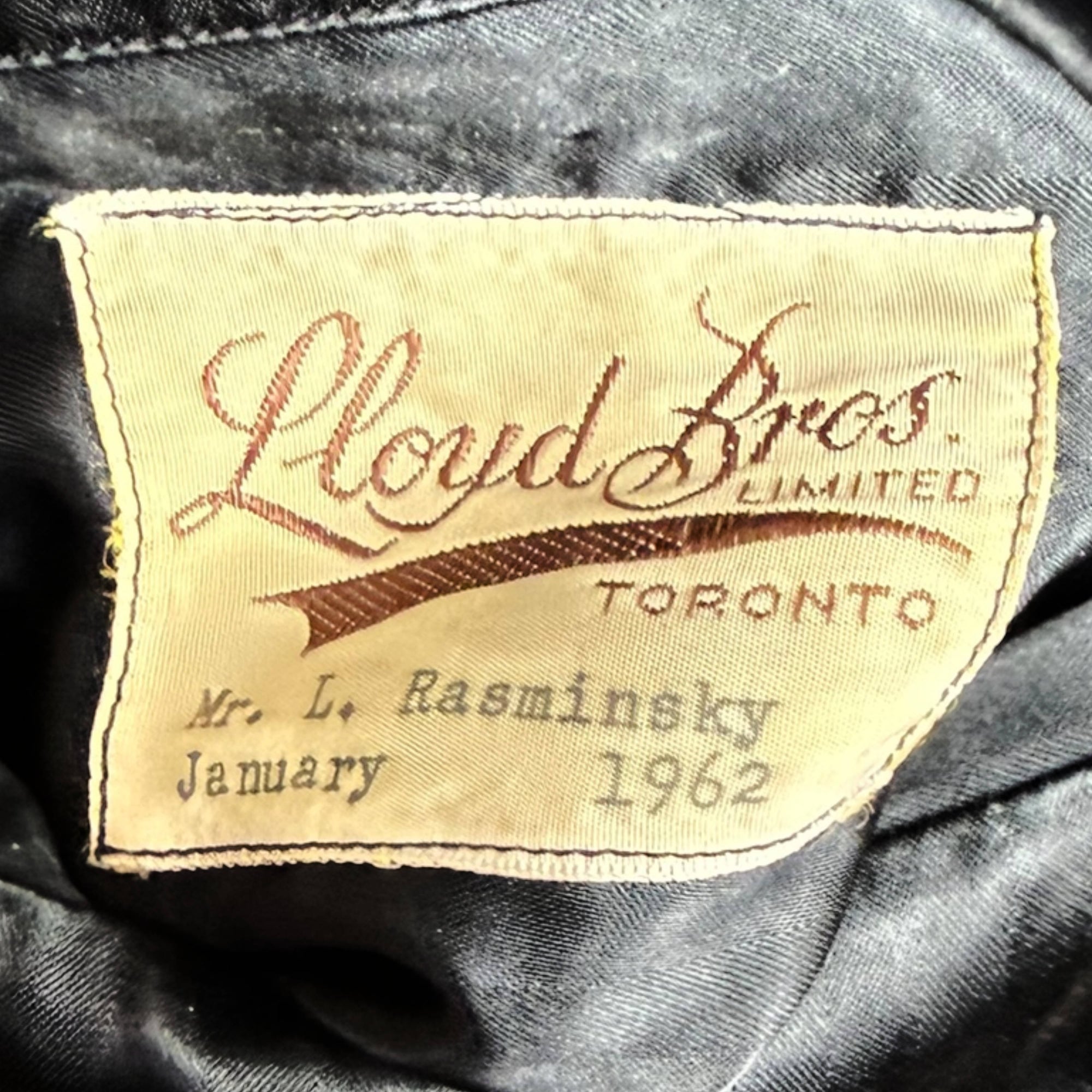 Lloyd Bros Toronto tailor's label