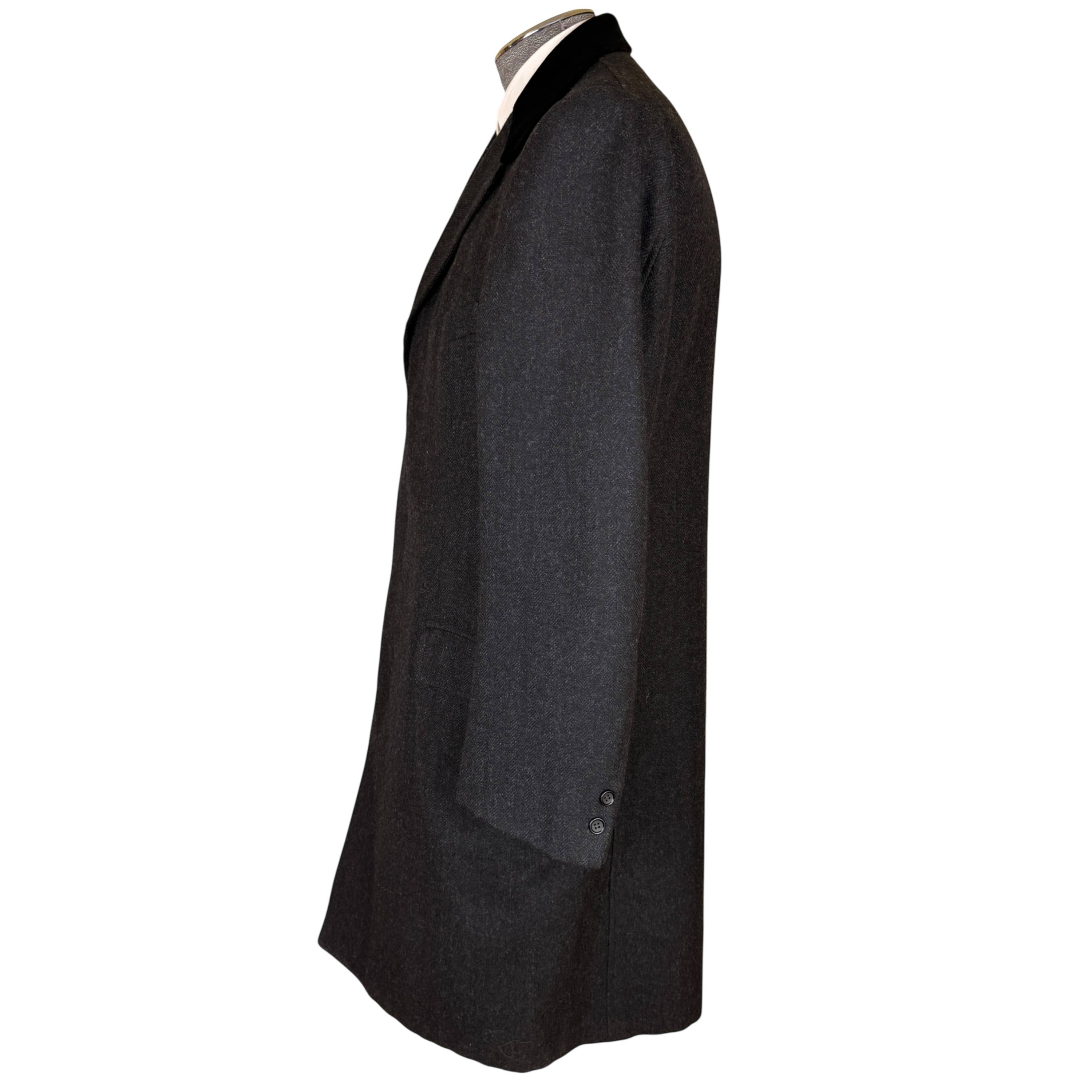 1960s Vintage Chesterfield Overcoat Wool with Velvet Collar Size M