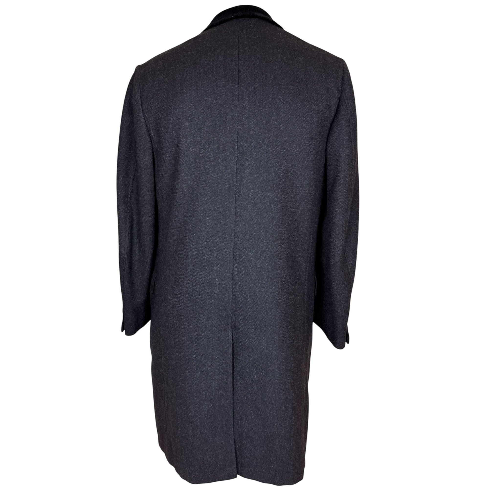 1960s Vintage Chesterfield Overcoat Wool with Velvet Collar Size M
