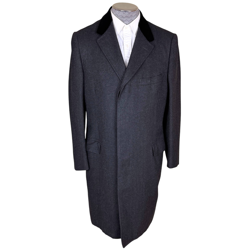 1960s Vintage Chesterfield Overcoat Wool with Velvet Collar Size M