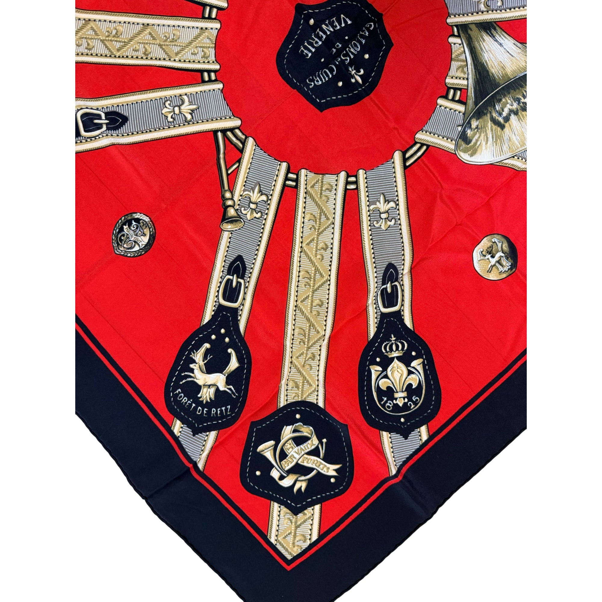 Vintage Belgian luxury silk scarf with heraldic imagery