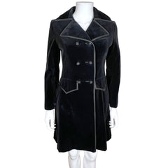 Vintage 60s Mod Coat 1960s Black Velvet Lydia Montreal Sz S