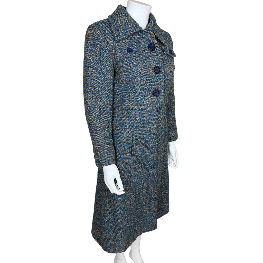Lydia Modell vintage wool bouclé coat with military inspired fitted bodice
