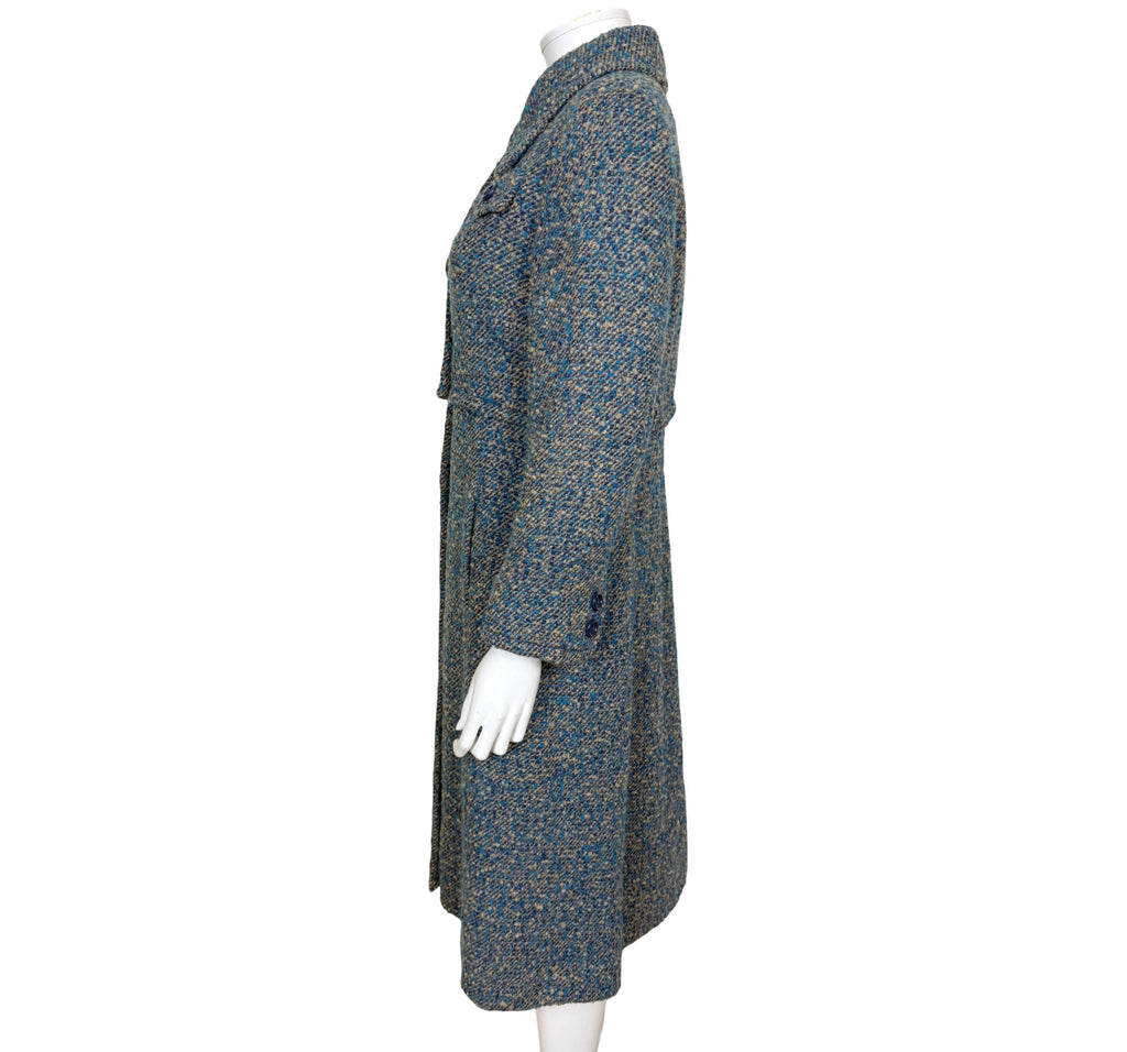 Vintage Lydia Modell bouclé coat side view showing fitted waist and flared skirt