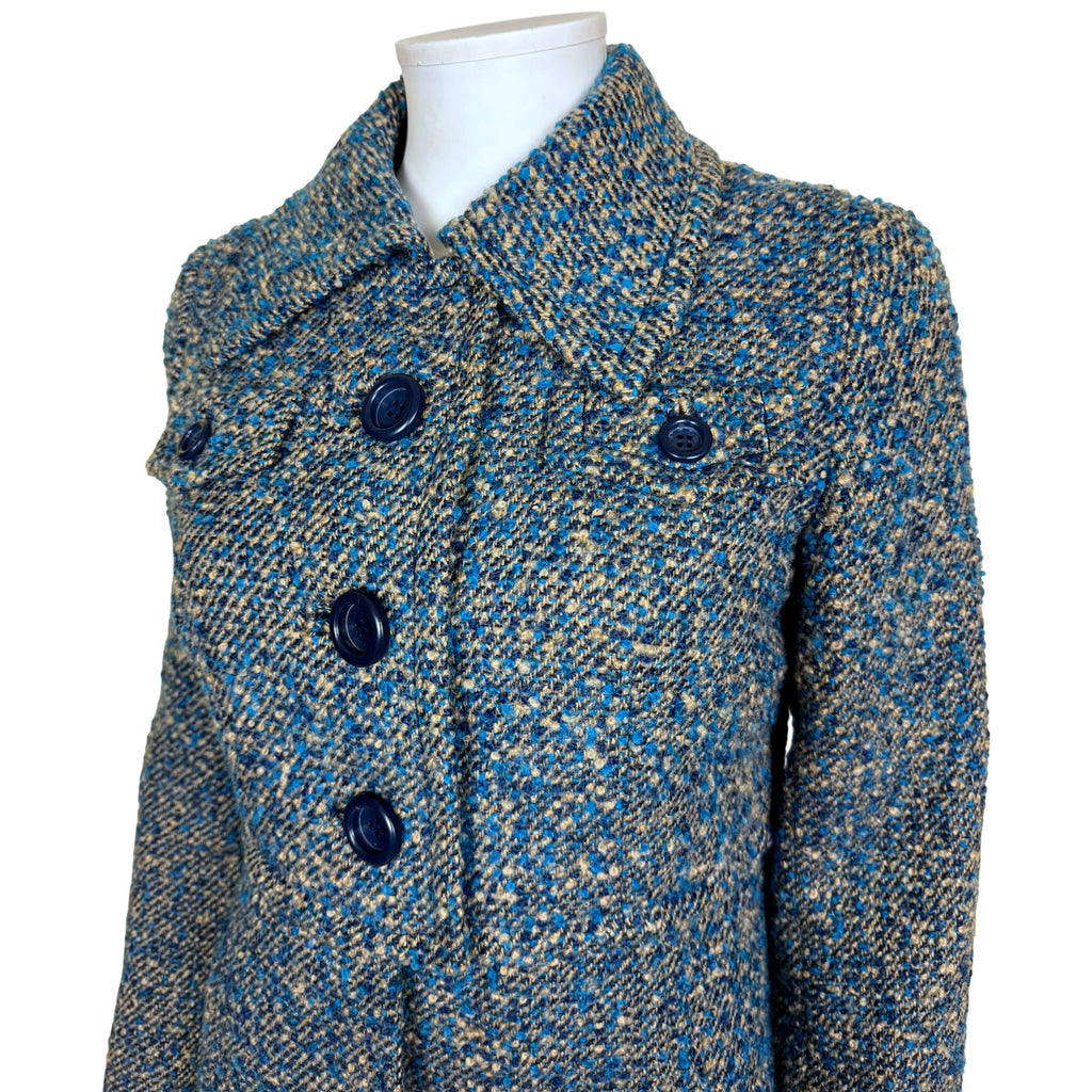 Vintage Lydia Modell wool bouclé coat collar chest flaps and button detail