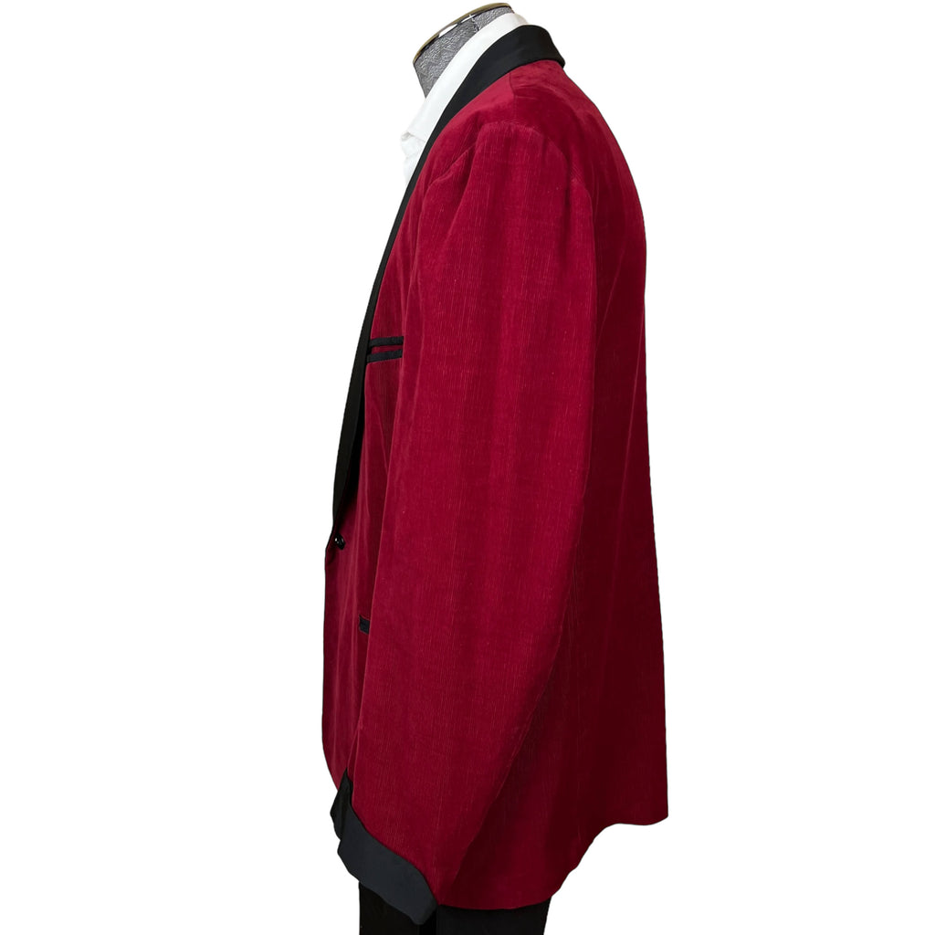 1950s Vintage Smoking Jacket Red Corduroy Macy’s Size L