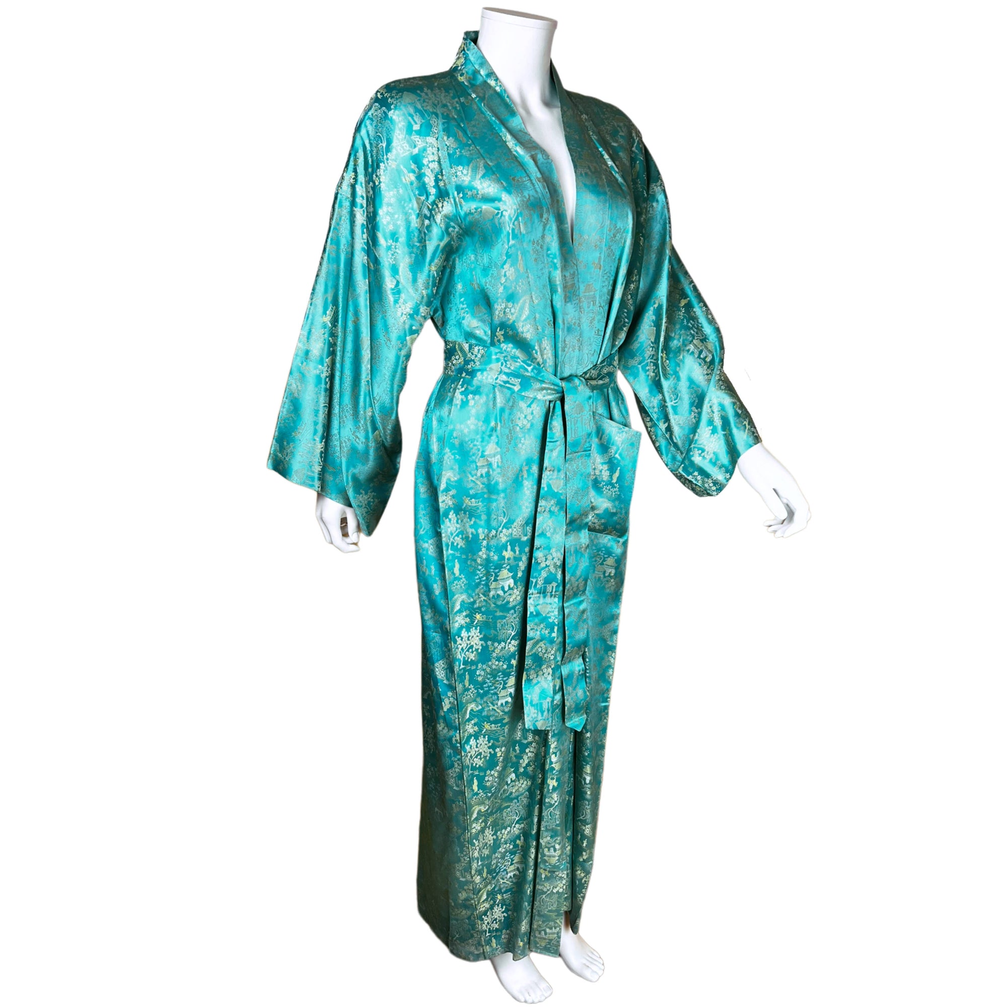 Vintage Kimono Style Dressing Gown Satin Robe Japan Size L