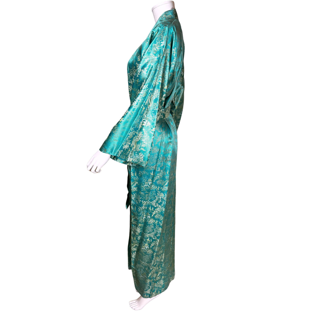 Vintage Kimono Style Dressing Gown Satin Robe Japan Size L