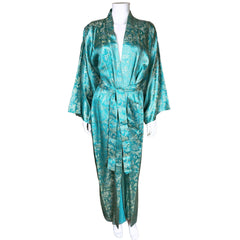 Vintage Kimono Style Dressing Gown Satin Robe Japan Size L