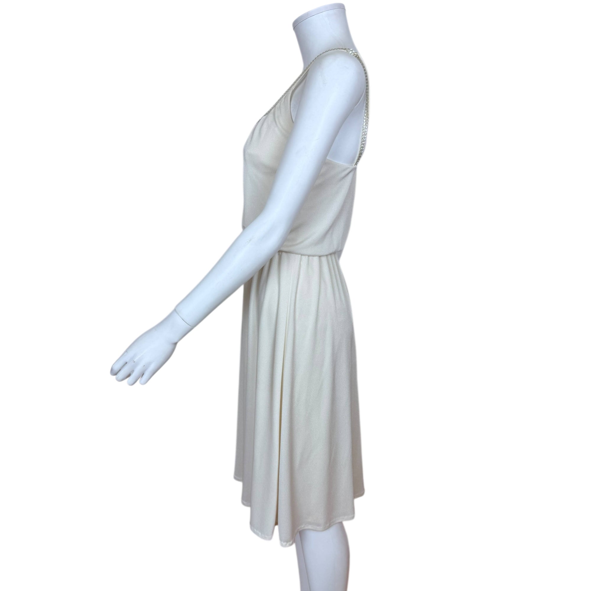 Vintage 1970s Disco Dress by Majestic Canada Polyester with Rhinestone Trim