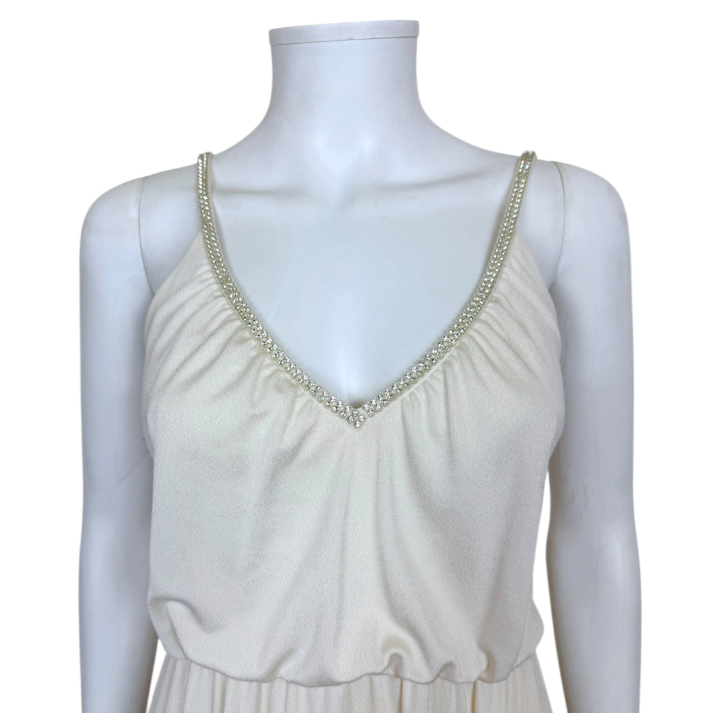 Vintage 1970s Disco Dress by Majestic Canada Polyester with Rhinestone Trim