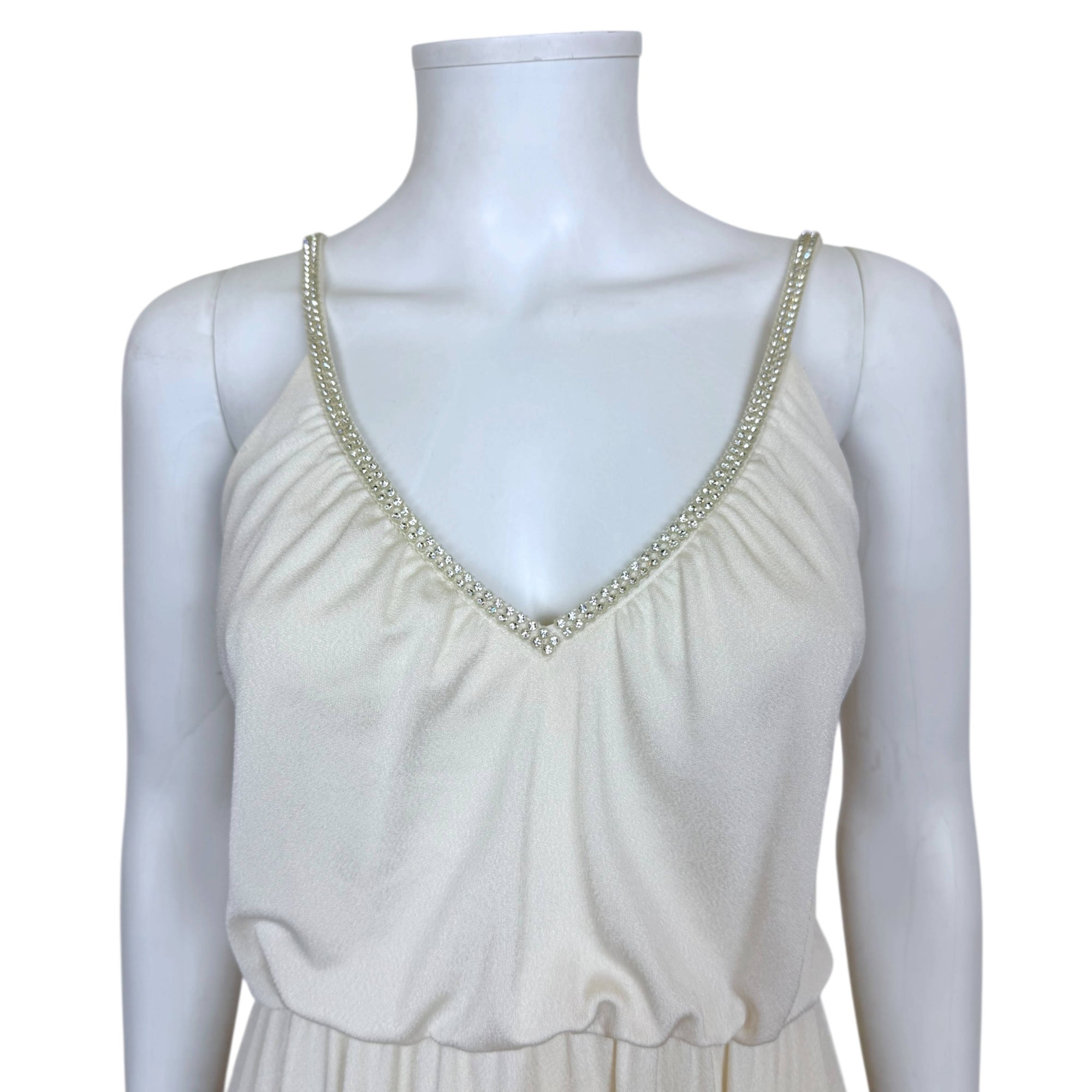 Vintage 1970s Disco Dress by Majestic Canada Polyester with Rhinestone Trim