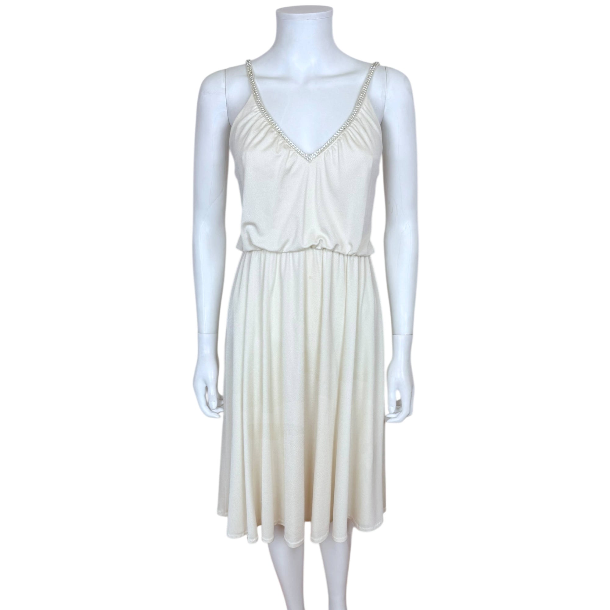 Vintage 1970s Disco Dress by Majestic Canada Polyester with Rhinestone Trim