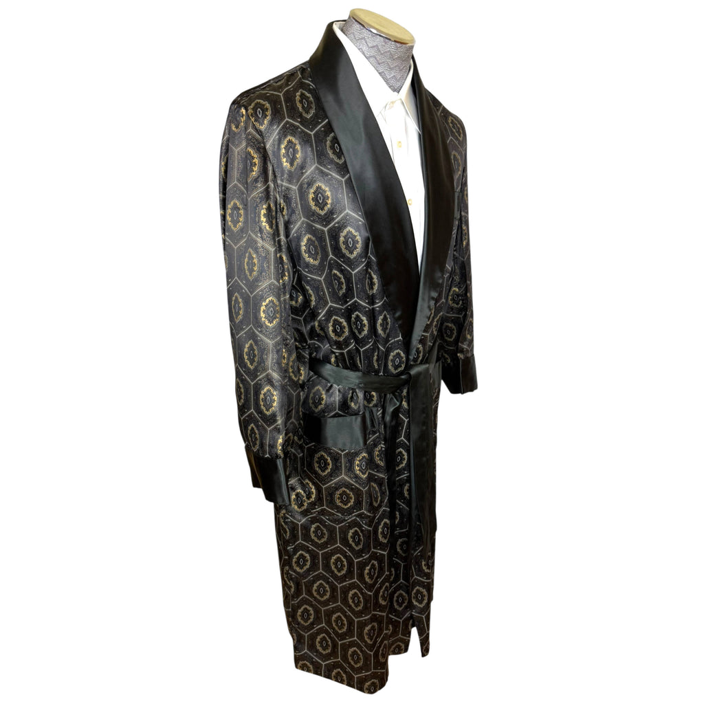 angled view of mens vintage 50s dressing gown