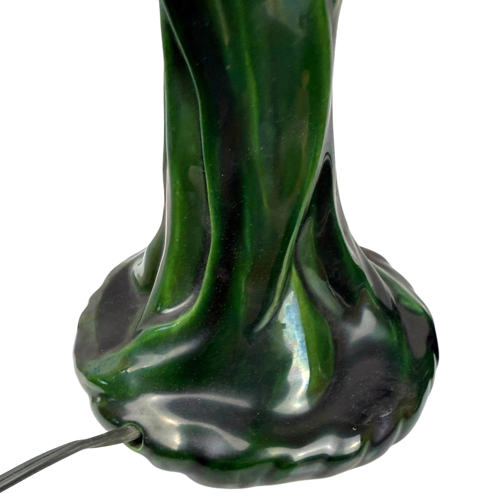 Vintage 1940s Lamps Majolica Glazed Ceramic Art Nouveau Revival