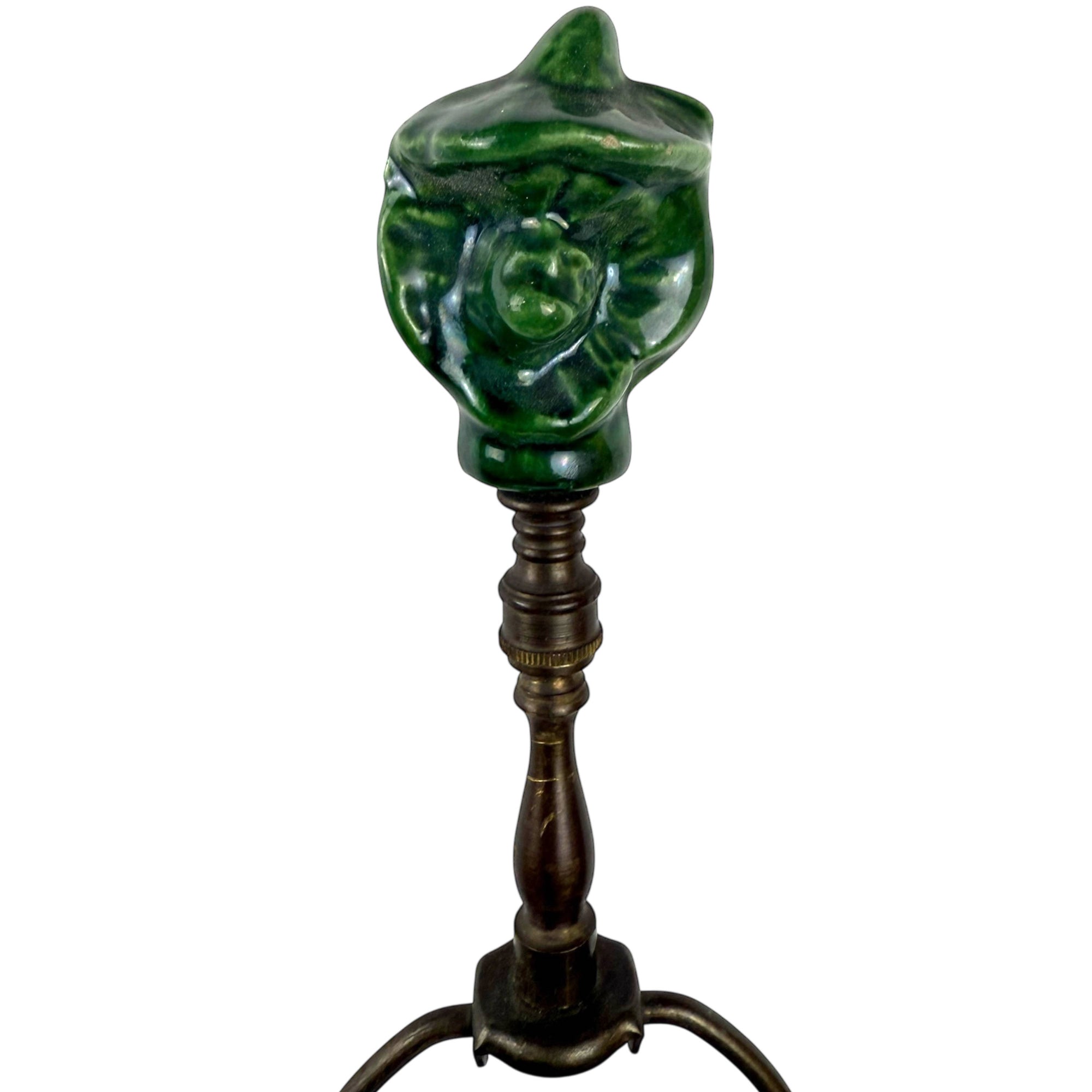 Vintage 1940s Lamps Majolica Glazed Ceramic Art Nouveau Revival