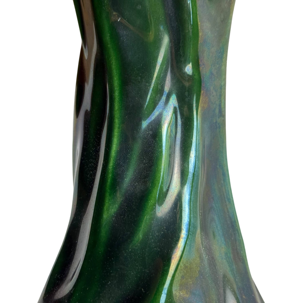 Vintage 1940s Lamps Majolica Glazed Ceramic Art Nouveau Revival