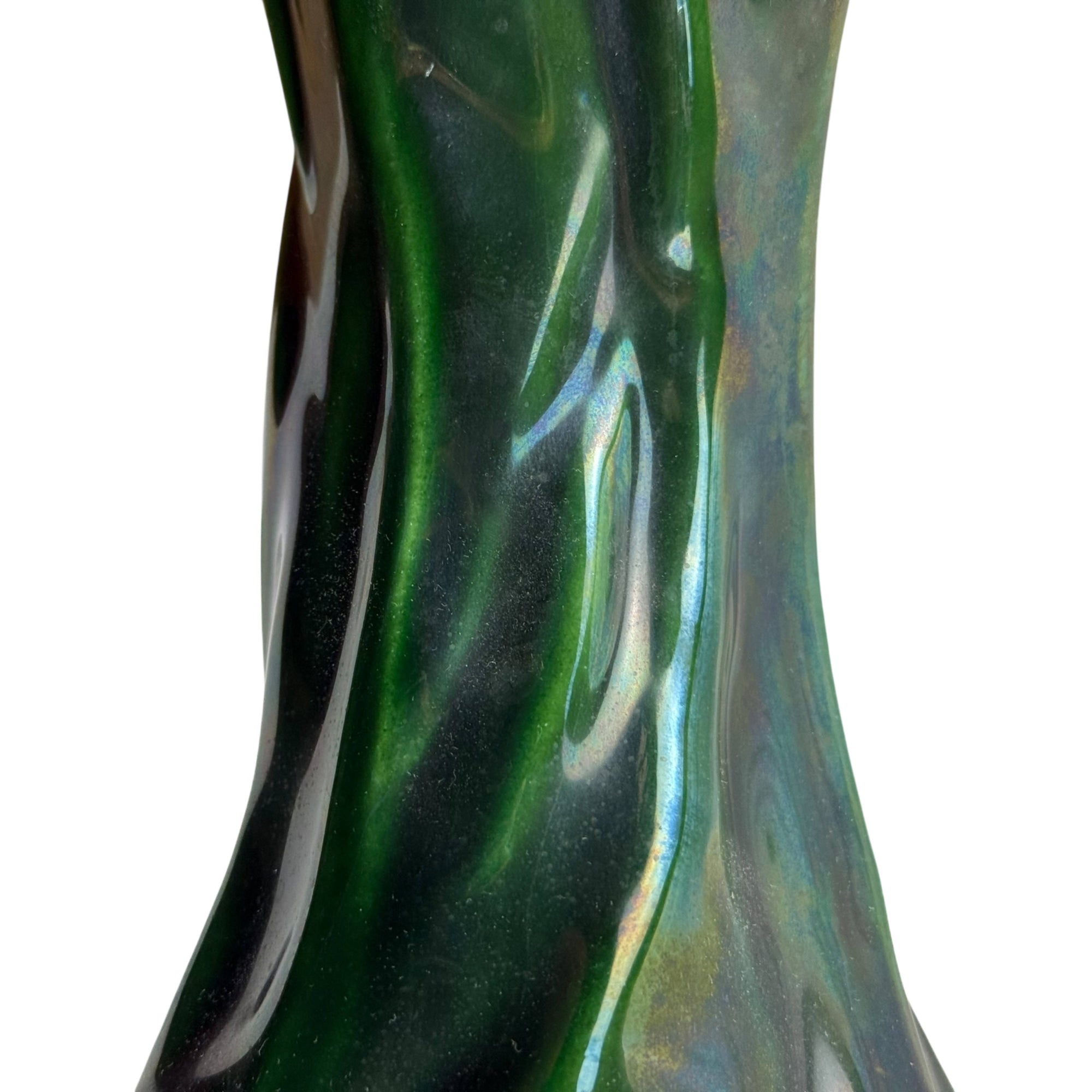 Vintage 1940s Lamps Majolica Glazed Ceramic Art Nouveau Revival