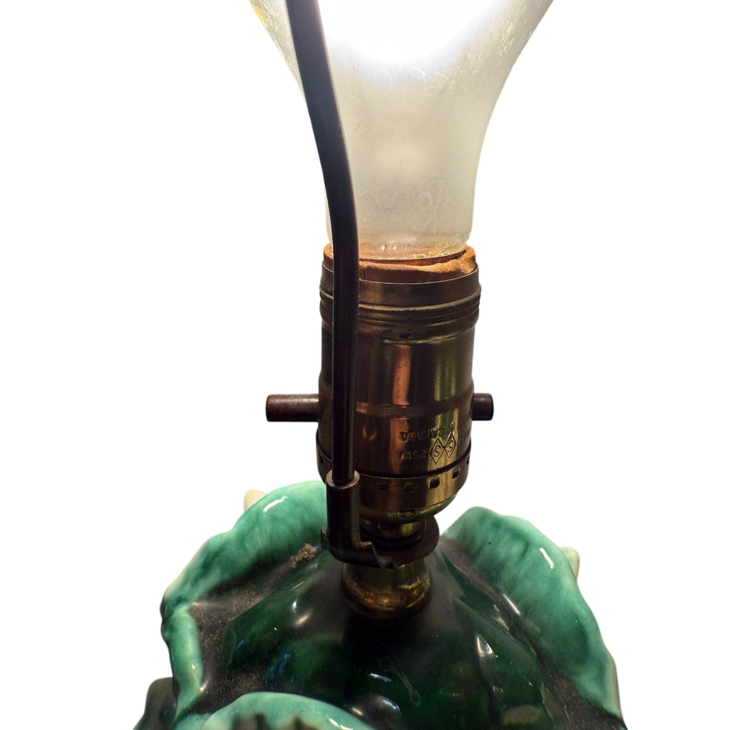 Vintage 1940s Lamps Majolica Glazed Ceramic Art Nouveau Revival